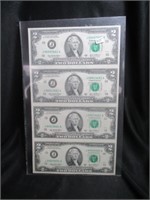 Uncut Run of $2 Bills Sheet 2003