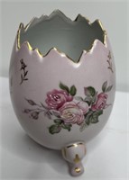 Pink Porcelain Rose Easter Egg Footed Vase 6"