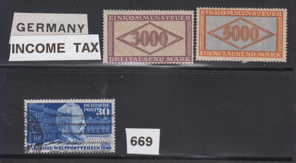 Germany Stamps 2 Tax stamps & Used #669