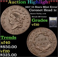 *Highlight* 1817 15 stars Mint Error Coronet Head