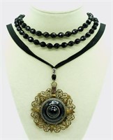 2 Black Vintage Necklaces