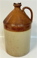 UNUSUAL ENGLISH STONEWARE TWO TONE MERCHANT JUG