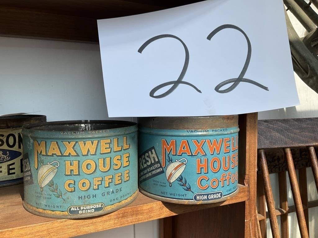 Early Maxwell house, coffee tins