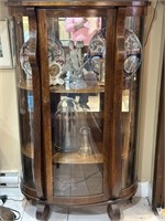 Oak carved display cabinet case