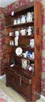 Pine five tier bookcase with pull out writing