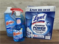 4 pack Lysol toilet cleaner, 1 gal windex & 32oz
