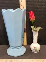 Frankoma 9" Tall Blue Vase And Cuthbertson