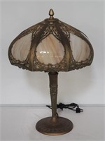 Antique Miller Lamp Company slag glass table lamp