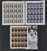 Betty Davis, Greta Garbo & Frank Sinatra US Stamps