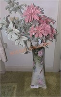 vintage tall Vase with  faux flowers decor