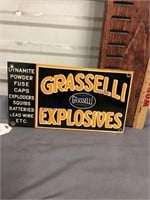 GRASSELLI EXPLOSIVES PORCELAIN ENAMEL SIGN 6X11
