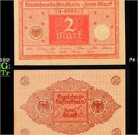 1920 Germany (Weimar) 2 Marks Banknote P# 59 Grade