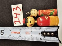 Asian Wooden Doll Figure Set of 2