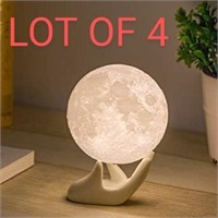 LOT OF 4 Mydethun Moon Lamp with Brightness Contro
