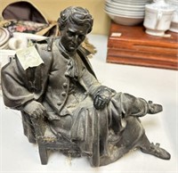 Vintage Spelter Seated Man Statue