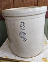 # 8 Macomb, ILL Stoneware Crock Blue Ribbon