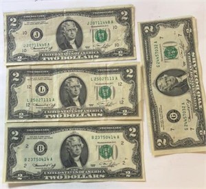 (4) $2 Currency