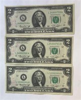 (3) $2  w/13 Cent Stamp
