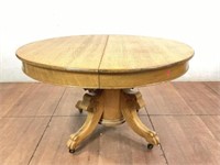 Vintage Watertown Oak Wood Pedestal Dining Table