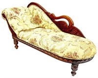 Antique Empire Carved Swan Fainting Chaise Lounge