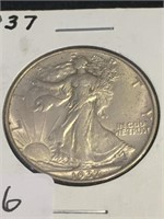 1937 Walking Liberty Silver Half Dollar High Value