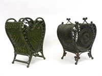(2) rare Victorian wicker waste baskets. Circa