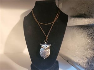 Owl watch necklace