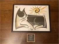Framed Japanese Cat Art