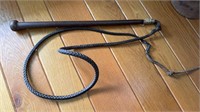 Antique wood handle riding crop, with the