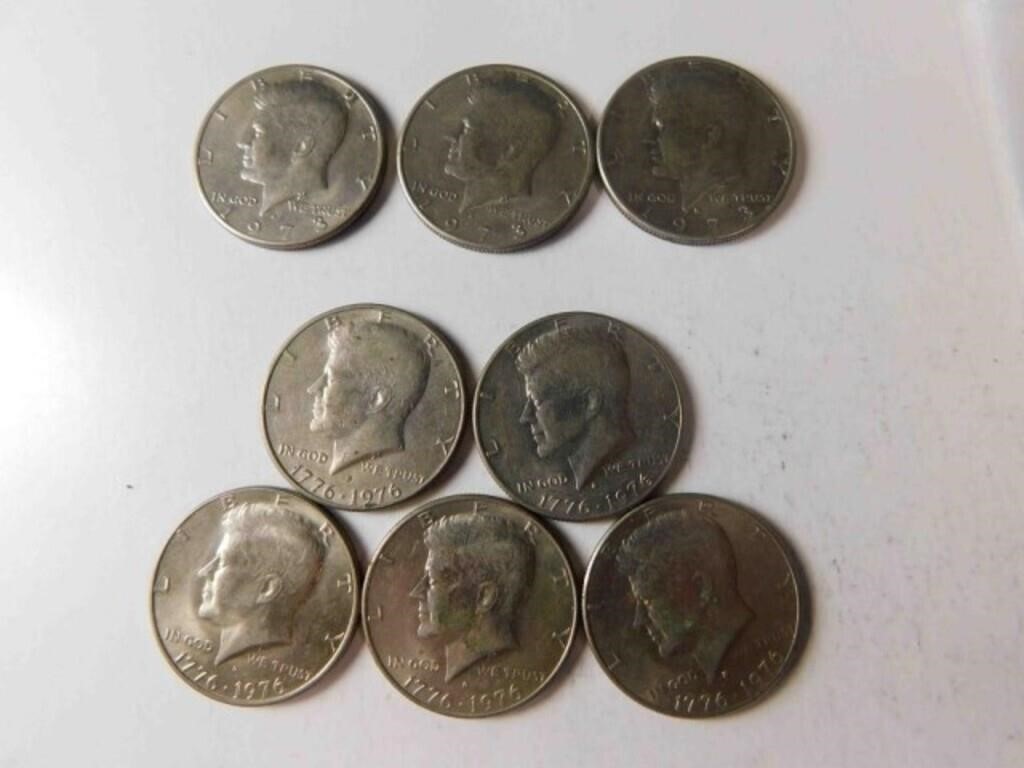 1973D (x3) & 1976D (x5) Kennedy half $