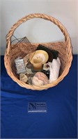 Wicker basket and miscellaneous items