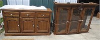 2 piece hutch with glass shelves