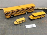 School bus coin bank & 2 school buses