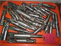 LARGE TRAY OF FLUTED CARBIDE END MILLS
