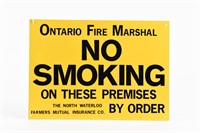 ONTARIO FIRE MARSHAL NO SMOKING SST SIGN / NOS