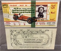 2 1958 Indianapolis Motor Speedway Tickets