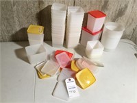 Lot of 15+ square plastic containers, some w/