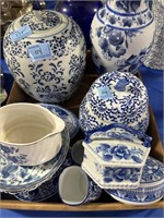 13 ASSORTED BLUE AND WHITE ASIAN STYLE CERAMICS