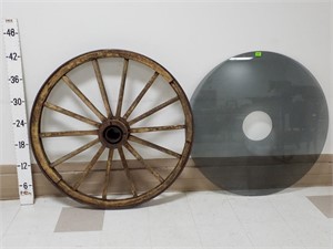 Glass Top Wagon Wheel Table (No Base)