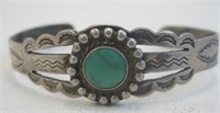 Navajo SS Turquoise Bracelet - Tested