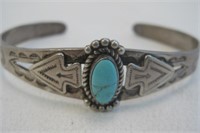 NA Turquoise & SS Bracelet - Hallmarked