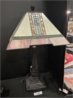 Stained Lead Glass Mission Style Lamp.