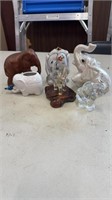 Lot of Elephant Trinkets. Glass, Wood, Ceramic,