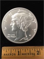 2 ounce 50mm .999 Oversize Mercury Dime NICE