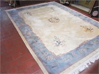 Large Oriental Carved Wool Rug 108" x 150",