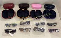 8 Pairs Sunglasses, 4 Hard & 4 Soft Cases