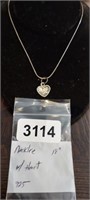 STERLING SILVER NECKLACE WITH HEART PENDANT 18"