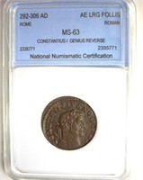 292-306 AD Constantius I Genius Reverse NNC MS63