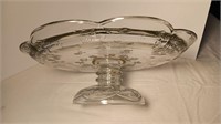 12” Around Glass Floral Pattern Cake Stand.