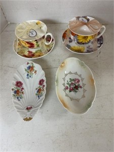 Cups and saucers, relish bowls